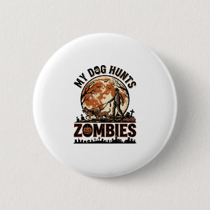 Chapa Redonda De 5 Cm Diseño Vectorial Vintage de Halloween de Perro Caz
