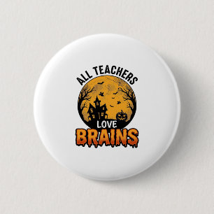 Chapa Redonda De 5 Cm Diseño Vintage Cerebros Amor Halloween Profesor_1