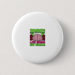 Chapa Redonda De 5 Cm Diseño Vintage de Terror de Cerebros de Amor Zombi