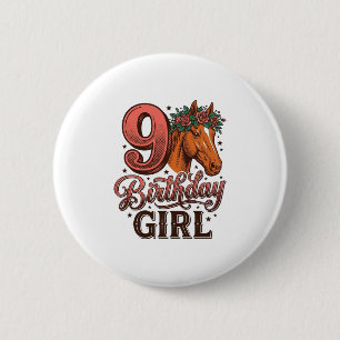 Chapa Redonda De 5 Cm Diseño vintage floral caballo chica cumpleaños 9