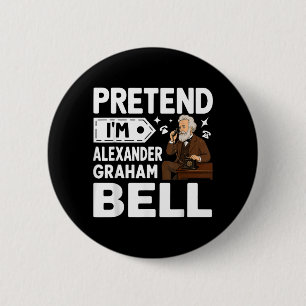 Chapa Redonda De 5 Cm Disfraz de Alexander Graham Bell para Halloween
