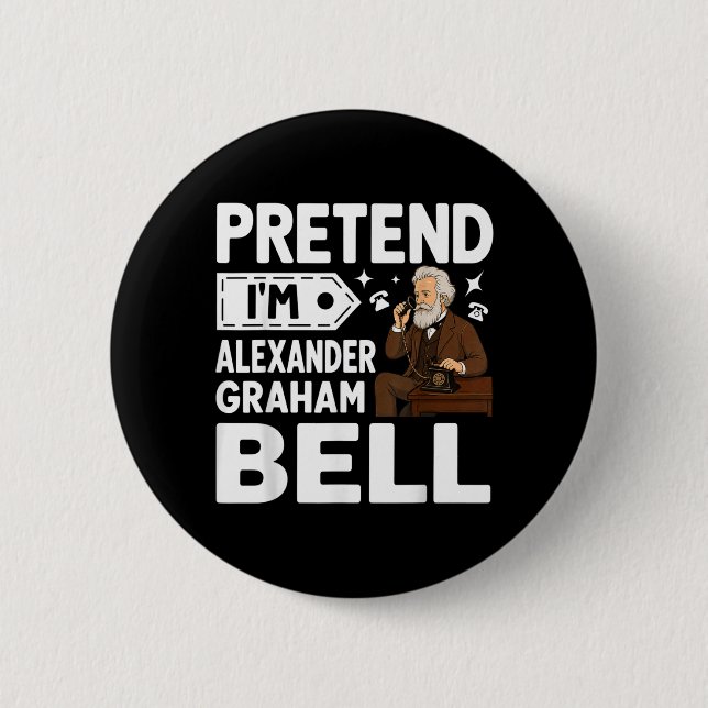 Chapa Redonda De 5 Cm Disfraz de Alexander Graham Bell para Halloween (Anverso)