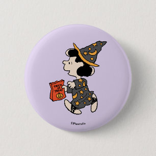 Chapa Redonda De 5 Cm Disfraz de bruja Lucy de Peanuts para Halloween