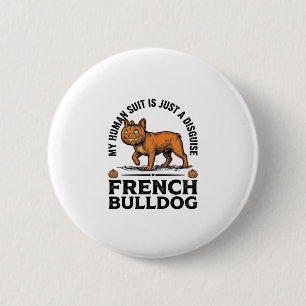 Chapa Redonda De 5 Cm Disfraz de camisa de calabaza de Bulldog francés d