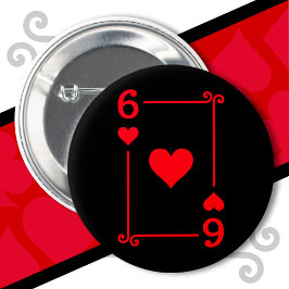 Chapa Redonda De 5 Cm Disfraz de Cartas de Juego Seis Carta 6 de Corazon