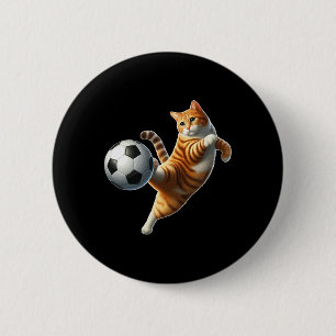 Chapa Redonda De 5 Cm Disfraz de gato jugando fútbol Dueño de gato amant