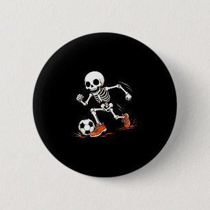 Chapa Redonda De 5 Cm Disfraz de Halloween de esqueleto de fútbol para n