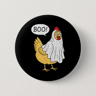 Chapa Redonda De 5 Cm Disfraz de Halloween de Pollo Boo Granjero Chicos 