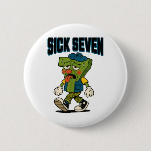Chapa Redonda De 5 Cm Disfraz de Halloween Sick Seven 67 para diseño pop