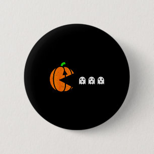 Chapa Redonda De 5 Cm Disfraz de hombre fantasma comiendo calabaza para