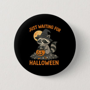 Chapa Redonda De 5 Cm Disfraz de mapache bruja sombrero calabaza hallowe