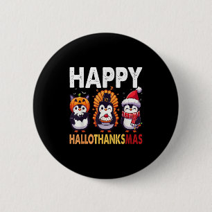 Chapa Redonda De 5 Cm Disfraz de Navidad de Halloween de pingüino Feliz