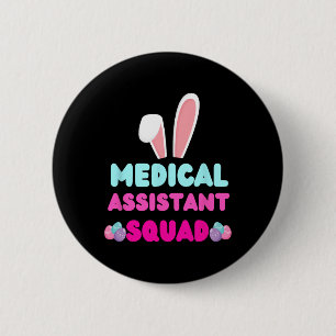 Chapa Redonda De 5 Cm Disfraz de Pascua de Conejo de la Squad Médica Ins