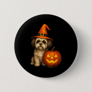 Chapa Redonda De 5 Cm Disfraz de perro calabaza de Halloween para Shih T