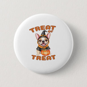 Chapa Redonda De 5 Cm Disfraz de perro de Halloween de Bulldog Francés �