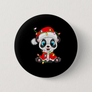 Chapa Redonda De 5 Cm Disfraz de Santa con Luces de Navidad de Panda Ani