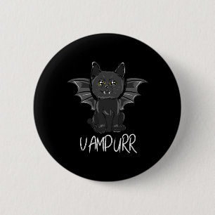 Chapa Redonda De 5 Cm Disfraz de Vampiro de Halloween con gato negro