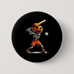 Chapa Redonda De 5 Cm Disfraz divertido de calabaza de béisbol de esquel