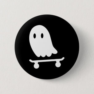 Chapa Redonda De 5 Cm Disfraz divertido de fantasma skater de skateboard