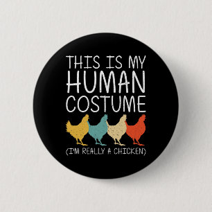 Chapa Redonda De 5 Cm Disfraz humano de pollo Halloween Hen Fowl Easy Di
