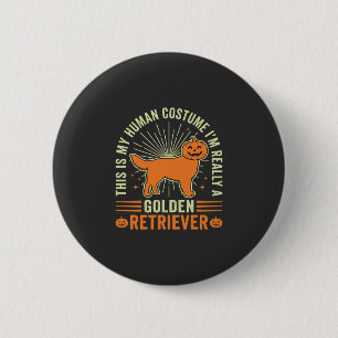 Chapa Redonda De 5 Cm Disfraz humano vintage de Golden Retriever para Ha