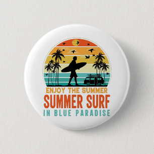 CHAPA REDONDA DE 5 CM DISFRUTE DEL SURF DE VERANO EN PARAÍSO AZUL