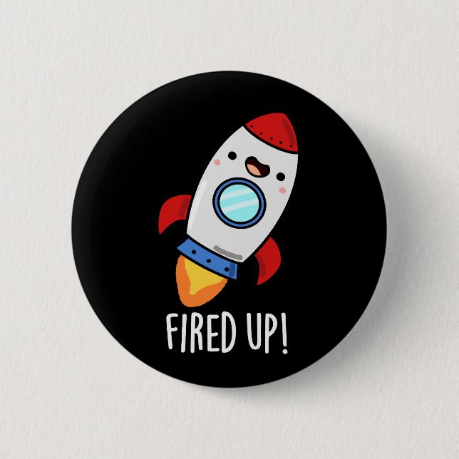 Chapa Redonda De 5 Cm Disparado Funny Rocket Pun Dark BG (Anverso)