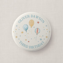 Distintivo de Pin de Cumpleaños para Niños Globo S