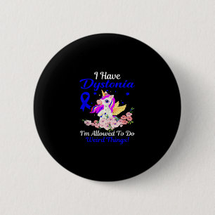 Chapa Redonda De 5 Cm Distonia Awareness Funny Unicorn Familia Sup
