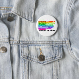 Chapa Redonda De 5 Cm Distressed US Flag Rainbow - Worthy To Wear