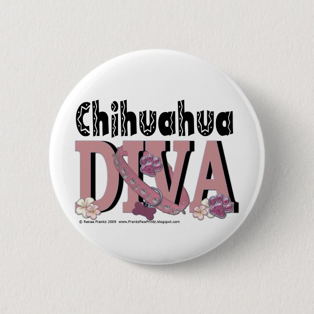 Chapa Redonda De 5 Cm DIVA de la chihuahua (Anverso)