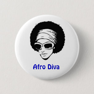 Chapa Redonda De 5 Cm Diva del Afro