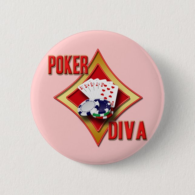 CHAPA REDONDA DE 5 CM DIVA DEL PÓKER (Anverso)