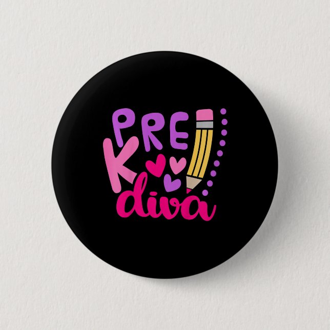 Chapa Redonda De 5 Cm Diva preescolar para niños (Anverso)