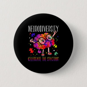 Chapa Redonda De 5 Cm Diversidad neuronal cerebro autismo TDAH concienci