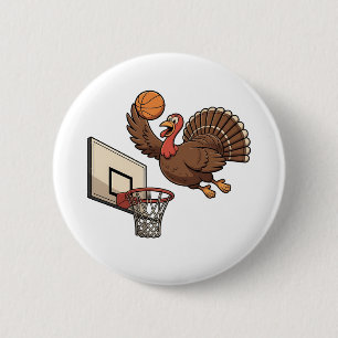 Chapa Redonda De 5 Cm Diversión de gracias Turquía Dunking Basketball Fu