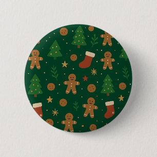 Chapa Redonda De 5 Cm Diversión de Navidad con Pan de Jengibre