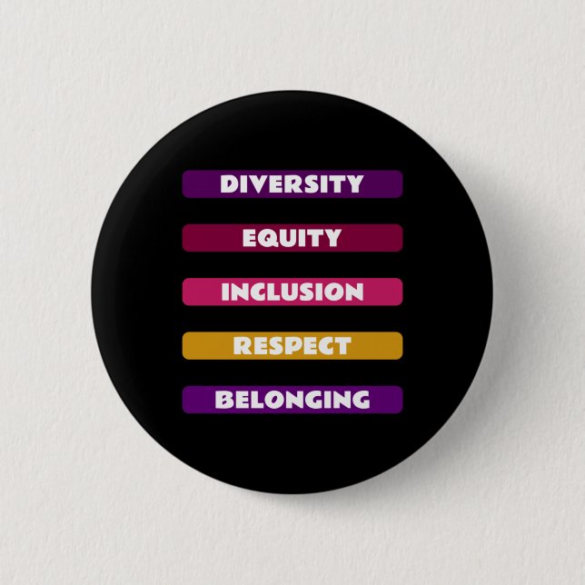 Chapa Redonda De 5 Cm Diversity Equity Inclusion Respect Belonging Pack  (Anverso)