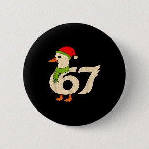 Chapa Redonda De 5 Cm Divertido 67 Ganso Navidad 6 7 Meme Pato Sombrero