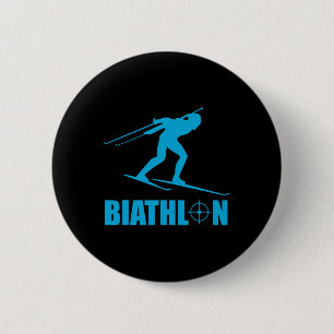 Chapa Redonda De 5 Cm Divertido Biatlón blanco Deportivo Atacando Sk
