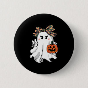 Chapa Redonda De 5 Cm Divertido camuflaje de Halloween Camo Ghost Hello