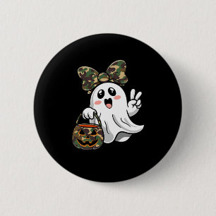 Chapa Redonda De 5 Cm Divertido camuflaje de Halloween Camo Ghost Hello 