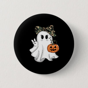 Chapa Redonda De 5 Cm Divertido camuflaje de Halloween Camo Ghost Hello