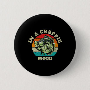 Chapa Redonda De 5 Cm Divertido en un estado de ánimo de Crappie Retro P