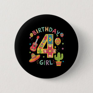 Chapa Redonda De 5 Cm Divertido Fiesta temática mexicano 4 cumpleaños Fi