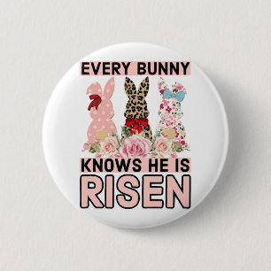 Chapa Redonda De 5 Cm Divertido Jesús De Pascua, Todos Los Conejitos Sab