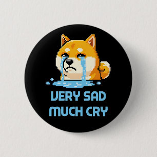 Chapa Redonda De 5 Cm Divertido meme de perro Shiba Inu de arte pixelado