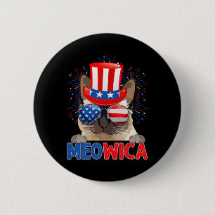 Chapa Redonda De 5 Cm Divertido Meowica Dueño Amante Gato Siamés Bandera