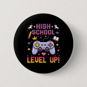 Chapa Redonda De 5 Cm Divertido nivel escolar secundario Gamer subir de 