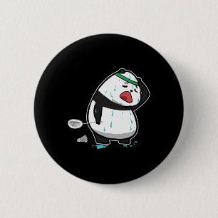 Chapa Redonda De 5 Cm Divertido Panda Cansado Jugando Badminton